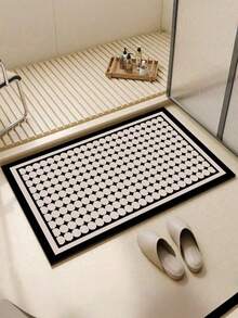 1pc Kitchen Rug Absorbent Anti-Slip Mat, Diatomite Oil-Absorbing Floor Mat, Houndstooth Decor Carpet - Multicolor - View 6