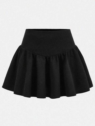 Girlism Teen Girls Black Flared Skirt With Zipper For Everyday Casual Style Black Skirt Girls Black Skirts For Girls Girls Black Skirts Black Skirt Kids Toddler Girl Black Skirt Fall Winter