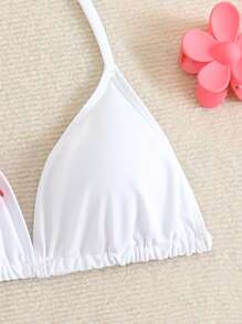 SHEIN Tween Girl Cute Ditsy Floral Triangle Bikini Set With Sarong (Print Randomly), Tropical Summer Vacation Stylish