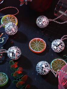 1/10 Piece Disco Party Necklace Set Shiny Mirror Ball Pendant Chain Suitable For Carnival And Festival