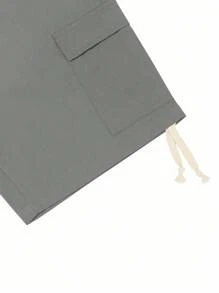 Manfinity Roughcore Men's Fashionable Casual Multi-Pocket Lightweight Grey Shorts, Summer Men Grey Cargo Shorts Men Cargo Shorts Men Casual Shorts Grey Shorts For Men Men Shorts - Dark Grey - View 7