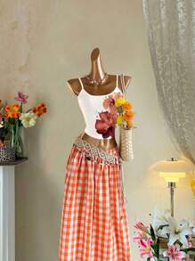 SHEIN EZwear 复古风格热带花卉印花性感吊带背心，适合夏季 - 彩色 - 查看 9