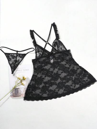 Seduluxe Pieces Set Verleidelijke Kanten Patchwork Nightgown Going Out, Baddie Look view 3