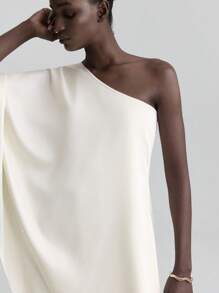 Ontre 女士长裙，优雅纯色不对称领长裙，女士春夏装，优雅连衣裙，舒适休闲连衣裙，沙滩/度假装，波西米亚风格，度假装，适合夏季音乐节，西式风格，优质面料，舒适 - 杏色 - 查看 4