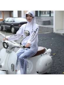 SHEIN 1 件套雨衣套装，含夹克和裤子，防水 PVC 套装，适合骑自行车、送货、摩托车、踏板车、男女通用夏季降温、海滩、旅行 - 彩色 - 查看 6