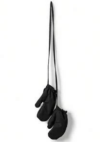 SHEIN Abrigo acolchado de parchwork negro con forro de piel sintética cálido para otoño/invierno, versátil y casual para uso diario y escolar para niñas preadolescentes, con guantes