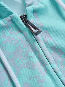 Manfinity EMRG 撞色星星图案男士连帽夹克 - 藍色 - 查看 5