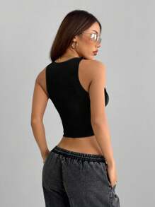 Coolane Rock Casual Rap Guitar Rock Graphic Round Neck Tight Fit Women Tank Top, Suitable For Summer Concert Chic