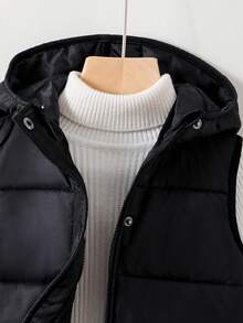 Emery Rose Kids Emery Rose Kids 少女无袖连帽收腰 MIDI 棉服外套，秋冬 - 黑色 - 查看 4