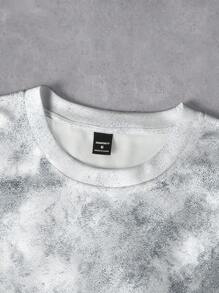 Manfinity Dauomo Áo thun nam cổ tròn tay ngắn in họa tiết nhuộm loang, mùa hè - Nhiều màu - Xem 5