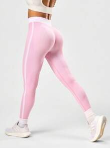 Sovereign Charm 1 件吸湿排汗面料撞色基本款紧身裤 + 常规版型运动裤，无缝设计，适合健身、瑜伽 - 彩色 - 查看 2