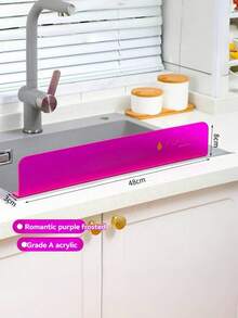 SHEIN 48厘米亚克力磨砂水槽防溅板 – 多色厨房台面防溢垫，自带背胶，欧式水槽盖带橡胶条，防水防溅挡板，适用于现代厨房的透明防溅板 - 彩色 - 查看 4