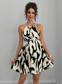 Momance Vestido midi con volantes y estampado de lunares para embarazadas para vacaciones