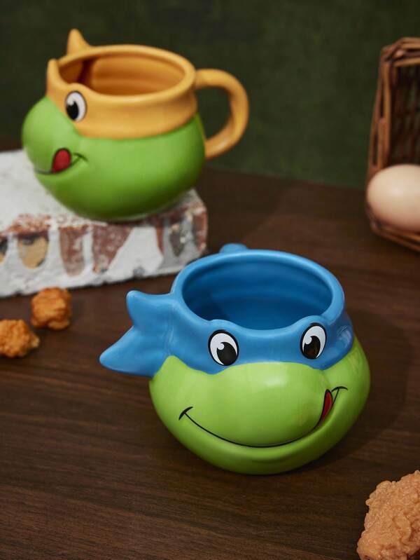 TEENAGE MUTANT NINJA TURTLES X SHEIN 1 pieza Taza de cerámica con forma de tortuga de dibujos animados, resistente al calor y apta para lavavajillas, para leche, jugo, café, té