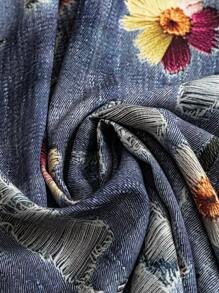 EMERY ROSE 复古乡村风格插肩袖 V 领花卉印花及膝大码连衣裙，春夏