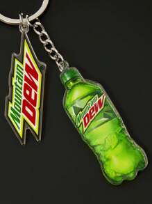 Mountain Dew X SHEIN 可爱饮料罐形状亚克力钥匙扣包包挂饰，绿色 - 綠色 - 查看 4