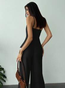 Firerie New Elegant Apricot Linen Asymmetric Hem Ruched Waist Backless Casual Blouse, Spring/Summer,Off The Shoulder Top - Black - View 2