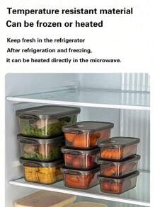 SHEIN 3个装米色和黑色食品储物盒，适用于冷冻和微波炉，三种尺寸：大号-1100毫升，中号-600毫升，小号-300毫升 - 彩色 - 查看 2