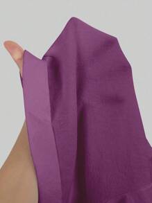 Linhara 大码度假水洗棉收腰后袋纽扣装饰女式短裤 - 紫色 - 查看 7