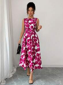 Rafferiza Women's Elegant Printed Mid-Length Dress Summer Dress - Multicolor - View 5