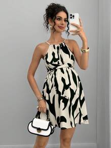 Momance Vestido midi con volantes y estampado de lunares para embarazadas para vacaciones