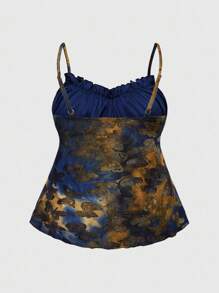 ROMWE Plus Size Women Hippie Butterfly Cutout Ombre Camisole - Blue - View 3