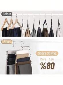 不锈钢裤架 | 节省空间的多层牛仔裤和长裤收纳架，抛光表面，壁橱收纳解决方案，打造整洁的衣柜（5 层） - 彩色 - 查看 7