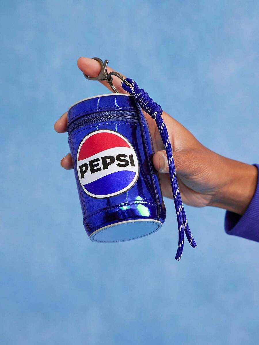 PEPSI X SHEIN 1pc PU Leather Can Shaped Coin Purse, Can Store Daily Small Items, Coins, Lipstick, Can Be Hung On Bags, Suitable For Commuting, Study, Travel, Suitable For Men, Women, Students, Friends - Blue - View 1