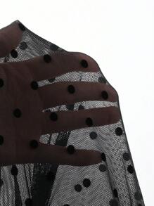 FRIFUL Women's Thin Transparent Turtleneck Polka Dot Flocked Fitted Solid Color Casual Autumn Wear Top Long Sleeve Women Tops,Fall Women Clothes