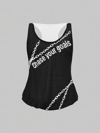 Grunge Punk Débardeur à volants superposés avec imprimé crâne, style Y2K Harajuku Goth Punk, avec dos croisé