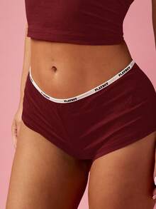 Missguided x Playboy Christmas Short Sleeve Crop Top And Brief Set With Logo Band - Burgundy - View 7