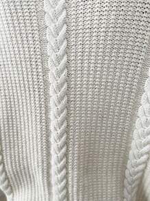 EURMUSE Winter White High-Neck Chunky Cable Knit Relaxed Sweater Snowfall Comfort Heavyweight Cable Pattern Mock Neck Pullover,Jumper,Cream Jumper,Jumpers,Black Jumper,Womens Jumper,Women's Jumper,Women's Jumpers - White - View 4