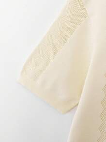 SHEIN 青少年男孩休闲短袖针织 Polo 衫，镂空设计，运动街头潮流朋克摇滚学院风，适合春夏季节