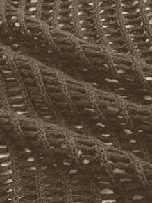 ROMWE Grunge Punk Y2K Distressed Hoodie Knit Sweater, Versatile - Brown - View 2