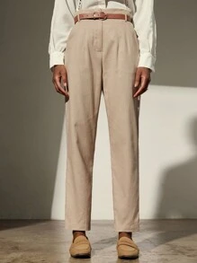 Aveloria Modichic Pantaloni conici 3/4 pentru femei, stil vintage minimalist, cu curea, pentru navetiști, stil vintage, stil conic, din material textil pentru femei