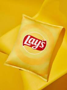 Lay's X SHEIN 1 个薯片形状毛绒枕头，有趣可爱，柔软舒适，适合在汽车、房间、沙发和午睡中装饰，很棒的礼物 - 黃色 - 查看 4