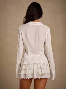 Glamine Blusa de mujer con cuello en V profundo, de moda y sexy, de unicolor - Blanco - Ver 6