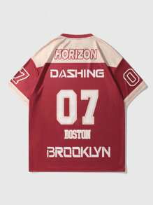 ROMWE Street Life Women's Casual Racing Elements Short Sleeve T-Shirt, Suitable For Everyday Wear In Spring/Summer