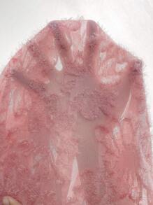 EMERY ROSE 大码女式纯色镂空蕾丝圆领长袖罗纹拼接拉链前部休闲舒适宽松夹克 - 粉色 - 查看 5