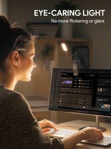 JMMO Book Light 16 LED Beads Rechargeable For Reading In Bed With Eye Caring 3 Color Temperatures,Stepless Dimming Brightness,Clip On Light For Book Lovers - Black - View 3