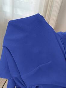 SHEIN Clasi Áo cánh bèo nhún màu trơn thanh lịch cỡ lớn, mùa hè - Xanh đậm - Xem 5