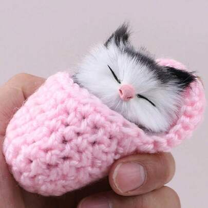 Zazumi 1 件 3.5 英寸 * 1.9 英寸逼真毛绒猫玩具栩栩如生的柔软小猫娃娃可爱拖鞋形状家居装饰毛绒动物伴侣礼物送给猫爱好者卧室办公室装饰