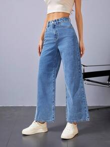 Jeanoix 高腰闊腿牛仔褲