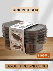 SHEIN 3个装米色和黑色食品储物盒，适用于冷冻和微波炉，三种尺寸：大号-1100毫升，中号-600毫升，小号-300毫升 - 彩色 - 查看 11