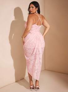 SHEIN BAE Christmas Plus Size Women's Summer Red Chiffon Split Thigh Graduation Dress/Halloween Plus Size Costume/Wedding Guest Dress Women Petite Dresses For Women