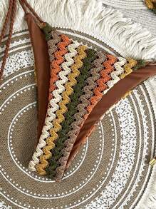 Swim Vcay 女士夏季 2 件套沙滩套装，独特纹理镂空针织面料上衣和裤子，两侧带抽绳，泳装比基尼套装