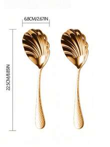 1pc/2pcs Gold Serving Spoons, 18/10 Stainless Steel Thickened Scoops, Mixing Spoons, Rice Spoons, Soup Spoons, Home & Public Use Serving Ladles - Multicolor - View 4