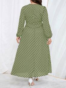 SHEIN Clasi Vestido Plus Size Elegante Estampado de Bolinhas