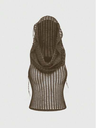 Grunge Punk كنزة صوفية هوديي مصنوعة من الأقمشة المحبوكة بتصميم مشوه من طراز Y2K، متعددة الاستخدامات