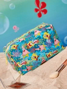 SpongeBob SquarePants | SHEIN 1pc Cartoon Pattern Printed Large Capacity Foldable PVC Makeup Bag, Multi-Functional Storage Pouch For Daily Essentials, Travel, Office, Makeup, Study, Suitable For Men, Women, Students,,‌ - Multicolor - View 3